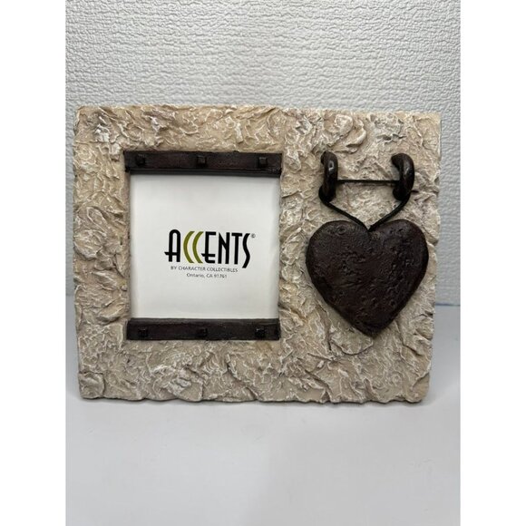 Stone Look Picture Frame with Heart - Picture 1 of 6